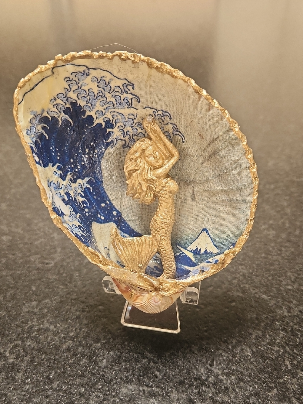 ONE OF A KIND HANDMADE EMBELLISHED SEA SHELL 3 D MERMAID